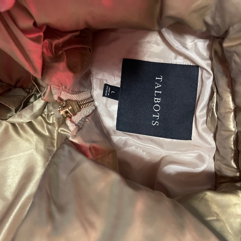 Talbots Metallic Gold Puffer Jacket - Picture 2 of 5